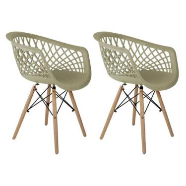 Imagem de Kit 2 Cadeiras de jantar Web Estrutura em Madeira Maciça e Assento Erg