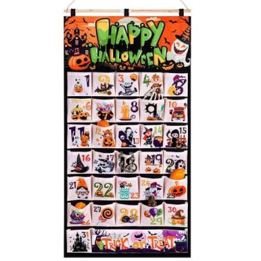 Imagem de Calendário do Advento, tecido HOWAF, contagem regressiva de Halloween,