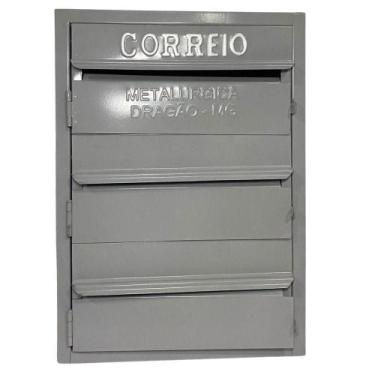 Imagem de Caixa De Correios Cinza E Preta 3 Módulos Tamanho 15x25x36cm Aço Cinza