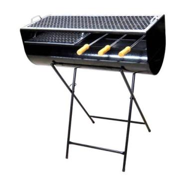 Imagem de Churrasqueira Espetinho Pé Fe 2 Grelha 3 Espeto 100x76x30cm - OURO MIN
