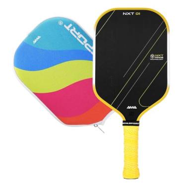Imagem de AMA SPORT Raquete de pickleball de fibra de carbono aprovada pela USAPA 16 mm Pickleball Raquete de pickleball com superfície texturizada de fricção com núcleo de favo de mel PP de propulsão (NXT