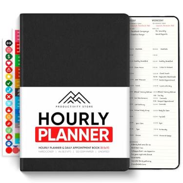 Imagem de Hourly PRO – Agenda diária diária tamanho A4 de 21,5 x 28 cm e diário de gratidão com agenda diária e agenda – aumente a produtividade, gerenciamento de tempo e alcance seus objetivos – Sem data
