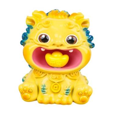Imagem de Ｂｅｓｇａ Fengshui pixiu estátua pi yao escultura mobiliário doméstico boa sorte rotativo yuanbao estatueta animal para empresas hotel fazenda, Amarelo