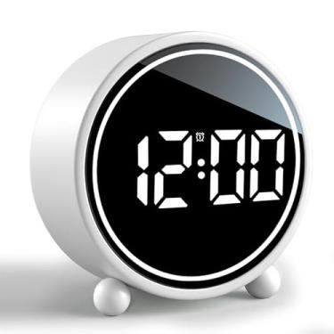 Imagem de Maxspace Relógio de mesa moderno, relógio analógico silencioso sem tique-taque operado por bateria, relógios de mesa pequenos para escritório/manto/mesa de trabalho ou mesa de cabeceira (redondo