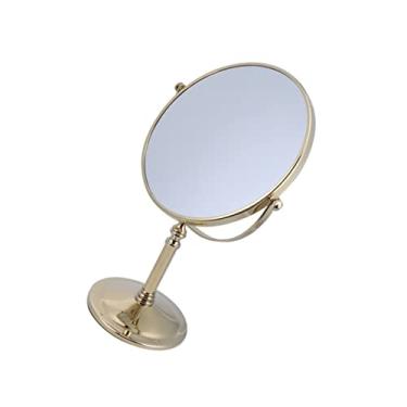 Imagem de TLTDSMY 1 espelho de maquiagem com ampliação de LED, espelho de rotação de 360 graus, espelho cosmético de dupla face, espelho dourado, mesa de maquiagem, espelho de maquiagem de LED, espelho de mesa
