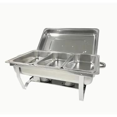 Imagem de Rechaud Inox 9 Litros 1/2 Panelas Banho Maria 2 Cubas Buffet(dois quadrados)