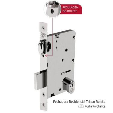 Imagem de Fechadura Rolete Externa 841R55PF 55mm Roseta Quadrada Preto Fosco Zam