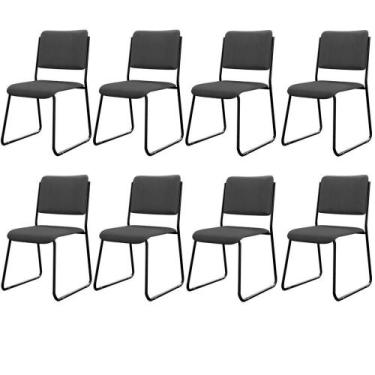 Imagem de Kit 08 Cadeiras Hoteleira Auditório Empilhável Inter L02 Crepe Cinza -