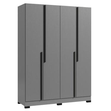 Imagem de Guarda-Roupa Casal 4 Portas 2 Gavetas com Corredicas Telescopicas Design Moderno Cores Off White / Grafite