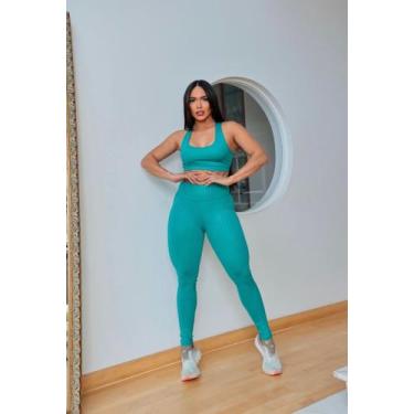 Imagem de Conjunto feminino 3D top e calça leguie - Ab modas , Verde agua, GG
