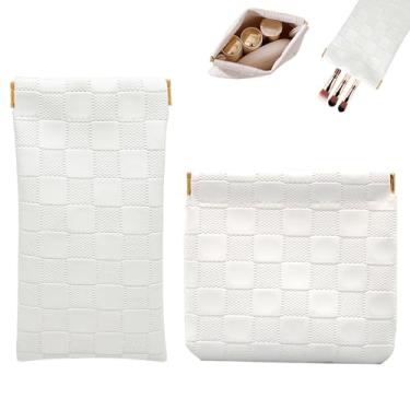 Imagem de lyBlissor 4 peças bolsa de cosméticos de couro para bolsa, pequena bolsa de maquiagem para mulheres, impermeável, portátil, sem zíper, porta-moedas, bolsa de batom, acessórios, bolsa de armazenamento