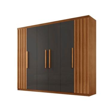 Imagem de Guarda Roupa Casal Roma Mdf 6 Portas E 2 Gavetas Moderna Naturalle Grafite