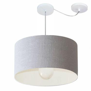 Imagem de Lustre Pendente Cilíndrico Com Desvio Md-4231 Cúpula Em Tecido 50x30cm Rustico Cinza - Bivolt