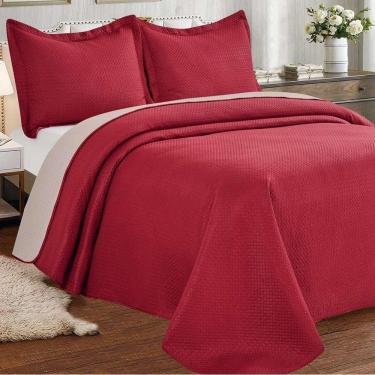 Imagem de Kit Cobre Leito Solteiro Duas Cores Siena Liso Vermelho-taupe