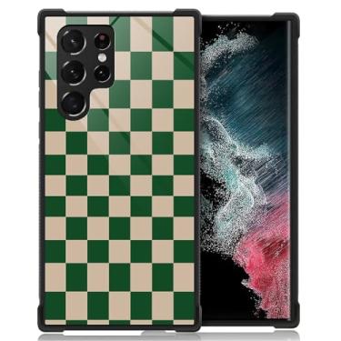Imagem de DAIZAG Capa para Samsung Galaxy S23 Ultra, amortecedores de quatro cantos, antiderrapante, capa protetora com absorção de choque para meninas e meninos - tabuleiro de xadrez verde