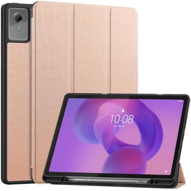 Imagem de YRH Capa Lenovo Idea Tab Plus de 12,1 polegadas 2025 | com suporte para caneta | Despertar automático | Suporte | Proteção TPU (ouro rosa)