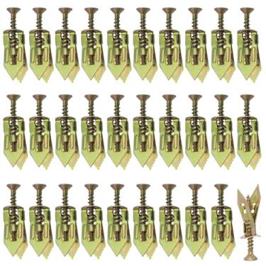 Imagem de Wealrit 30 peças de âncoras autoperfurantes de drywall parafusos de âncora de parede oca âncoras de aço carbono âncoras para móveis resistentes furos de perfuração de reparo de drywall - 1,2 cm x 3 cm