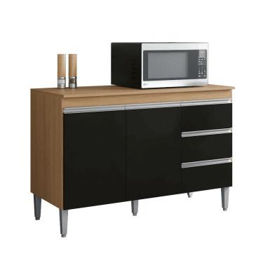 Imagem de Balcão Gabinete De Pia Para Cozinha Sem Tampo 100cm Andréia Amêndoa/preto- Mabe Magazine