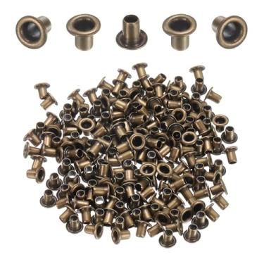 Imagem de Generic 200 peças de ilhós ilhós 2 mm 1/9 polegada kit de ilhós de latão para cortinas de tecido, lona, cinto de couro, bolsa de sapatos, faça você mesmo, marrom