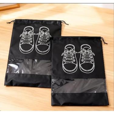 Imagem de Bolsa para sapatos com cordão, bolsa de armazenamento de grande capacidade de 33 x 43 cm para homens e mulheres, bolsas práticas de tecido não tecido com cor sólida para viagens, organizador de