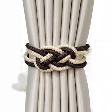 Imagem de Fortes laços magnéticos para cortinas, estilo simples, drapeado nas costas, duas cores, nó de corda decorativa, prendedores de cortina