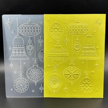 Imagem de Modelo de pasta em relevo de plástico 3D Sino de elemento de Natal 2 texturas 12 x 18 cm para fazer cartões, faça você mesmo, scrapbook, papel, artesanato, artesanato, scrapbook, artes, decoração