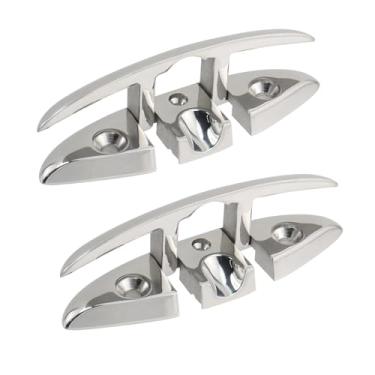 Imagem de Wealrit 2 peças de travas dobráveis para barco de aço inoxidável 316, 15 cm, gancho de corda dobrável para caiaque, iates, pontões, chuteiras dobráveis com fixadores