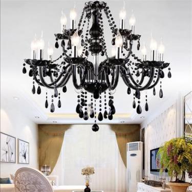 Imagem de Lustre de cristal de luxo europeu com LED, estilo americano, para sala de estar, restaurante, quarto, villa, hotel, loja de roupas, salão de beleza, café, bar, karaokê (IA 15 luzes)