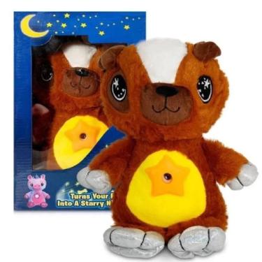 Imagem de Urso Luminaria Pelucia Musical Projetor Estrelas Ceu Teto Abajur Infantil Bebe Brinquedo Marrom