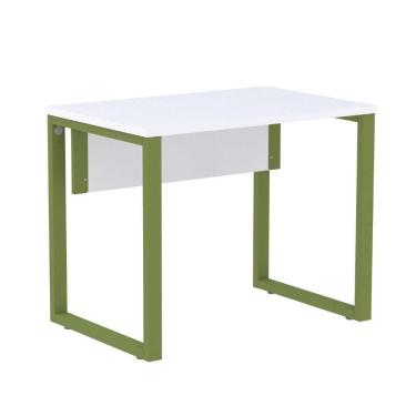 Imagem de Mesa Escritório P25 Tub Pandin 90 Cm (larg) Tampo Mdp Branco Pé Aço Tubular Verde Mirô