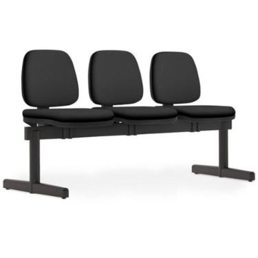 Imagem de Cadeira Longarina 3 Lugares Recepção Sala De Espera Work F02 Crepe Preto - Lyam Decor