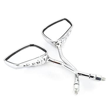 Imagem de Tbest Espelhos retrovisores, garra de esqueleto, 2 peças, visão ampla, ultratransparente, fácil instalação, ajuste universal para todas as motocicletas, veículos elétricos, vidro de alumínio, preto