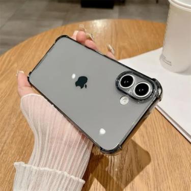 Imagem de HTVJFX Capa de silicone macia de luxo para iPhone 14 Pro, proteção à prova de choque, capa traseira transparente (para iPhone 14 Pro/preta)