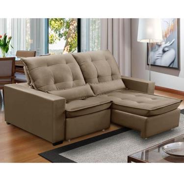 Imagem de Sofa Retratil Reclinavel 2 Lugares 2,50m Atlantis Veludo Capuccino Lansofbr