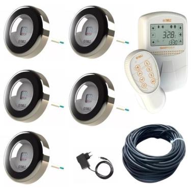 Imagem de Kit 5 Led Refletor Iluminação Piscina Rgb 6w Cabo 20m Tholz