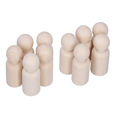 Imagem de Ymiko 10 Unidades de Bonecas de Madeira Em Branco para Artesanato e Pintura DIY, Conjunto de Estatuetas Familiares para Projetos Criativos (fantoche masculino)