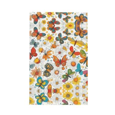 Imagem de XLLingL Toalha de cozinha waffle com estampa de margarida borboleta, panos de prato de microfibra, para decoração e limpeza de cozinha - 1 peça