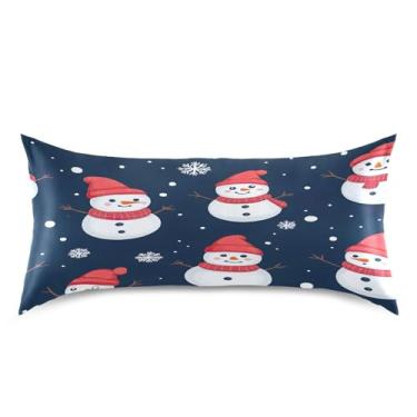 Imagem de Blueangle Linda fronha de cetim boneco de neve para cabelo e pele, fronha de seda, tamanho king (50,8 x 101,6 cm) - Capas de almofada de cetim refrescantes com fecho de envelope (572)