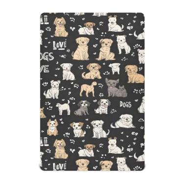 Imagem de SEHANY Lençol de berço de cachorro fofo para meninos e meninas, macio, respirável, elástico, lençol com elástico padrão para bebês de 27 x 99 cm