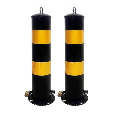 Imagem de Bollard De Segurança Removível Com Manga De Embutimento, Poste De Poste De Segurança De Aço Amarelo Com Parafusos De Ancoragem & Cadeado, Bollard De Estacionamento Para Ar, 2pcs-yellow, 500mm/19.7in