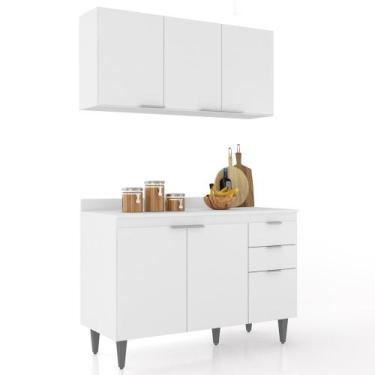 Imagem de Armário de Cozinha Com Tampo CP01 120cm Pérola Branco Z34 - Mpozenato,