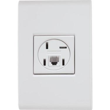 Imagem de Conjunto 4 X 2 Com 1 Tomada Telefone 4p E Rj11 Liz Branco - Tramontina