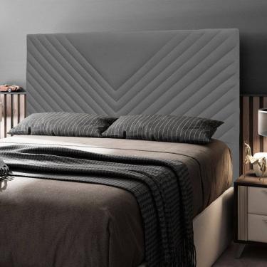 Imagem de Cabeceira Cama Box Casal King Size Viena 195cm Veludo Cinza - Abmaza