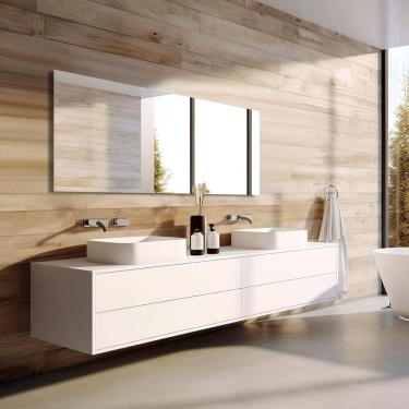 Imagem de Espelho Retangular 100x110 Lapidado Grande Sala Jantar Banheiro Kit