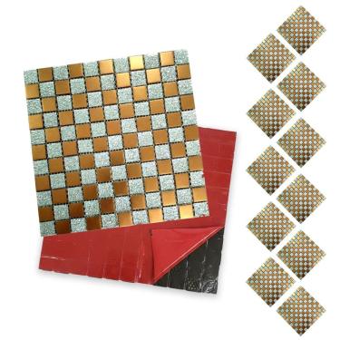 Imagem de Pastilha De Vidro Kit 11 Uni Adesiva Parede Cozinha Sala Banheiro Decorativa Facil Aplicacao Requintado Reforma Moderna