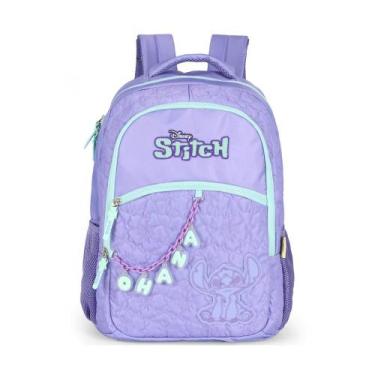 Imagem de Mochila de costas Juvenil Disney Stitch Escolar Resistente, Roxo