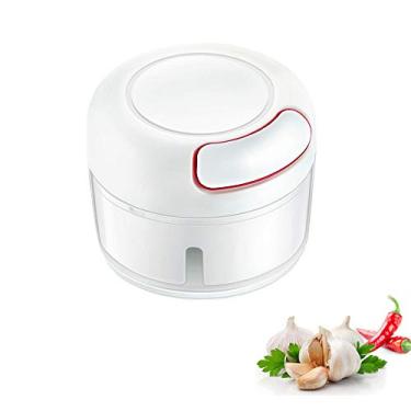 Imagem de IVSUN Mini Cortador de alhos manual de alimentos – Processador de alimentos e cortador de alimentos para puxar à mão, Moedor de vegetais de espremedor de alho, 230ML