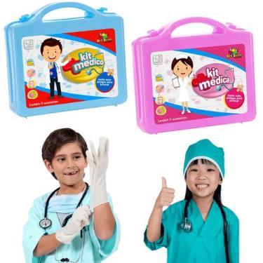Imagem de Maleta Kit Médico Infantil Médica Brinquedo Mini Doutor Doutora Rosa A