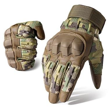 Imagem de WTACTFUL Luvas táticas de motocicleta com tela sensível ao toque para homens Airsoft Paintball Gear MTB bicicleta ciclismo cross-country motocicleta ATV caça caminhadas equitação condução trabalho ao ar livre luvas de dedo completo L Camo