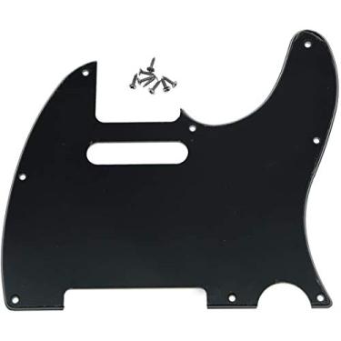 Imagem de Dopro 8 furos Tele Guitar Pickguard Scratch Plate serve nos EUA/Mexican Fender Telecaster Black 3 Ply